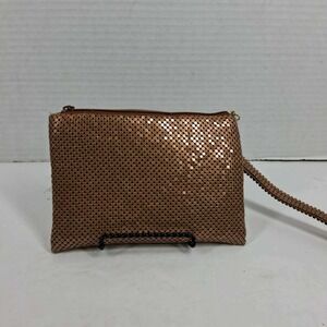 Amanda Smith Bronze Metal Mesh Wristlet Evening Bag Copper Zipper Clutch 7x5